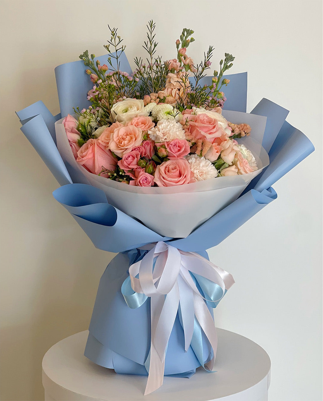 Peach Rose & Pastel Carnation Bouquet