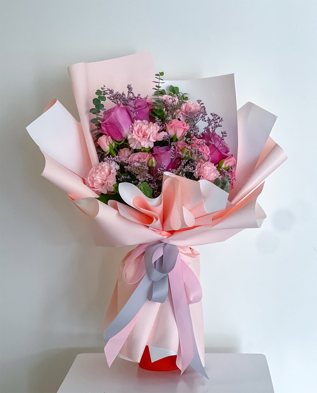 Magenta Rose & Pink Carnation Bouquet