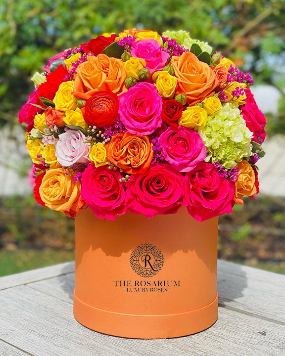 Vibrant Mixed Rose & Hydrangea Box Arrangement