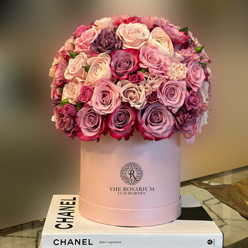 Lavender Rose & Pastel Carnation Luxury Box Arrangement