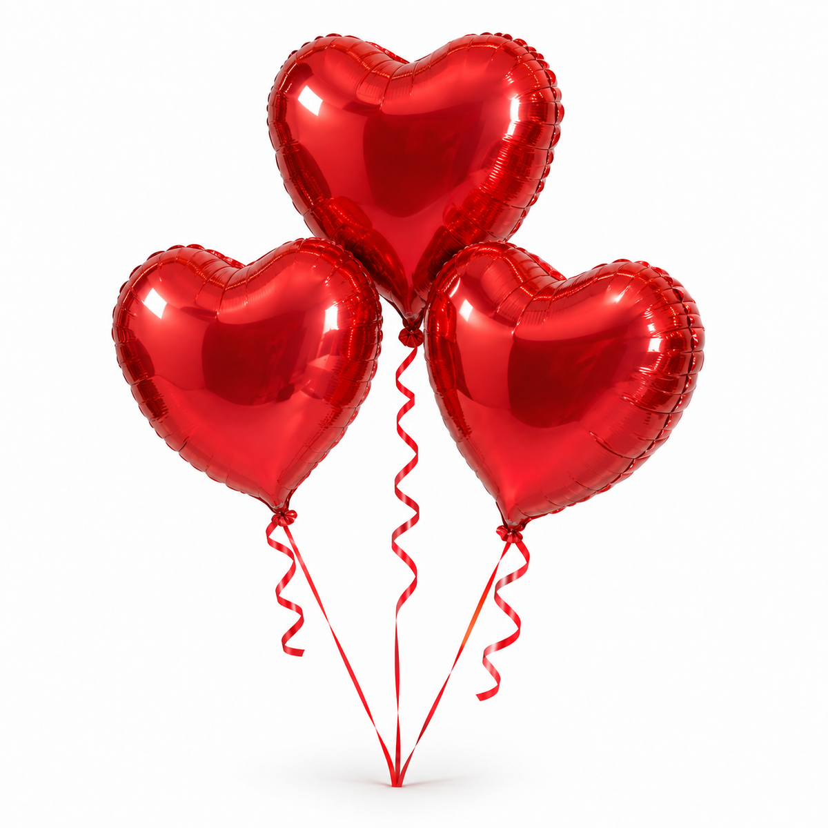 Red Heart Balloons — 3 pc set — studio view