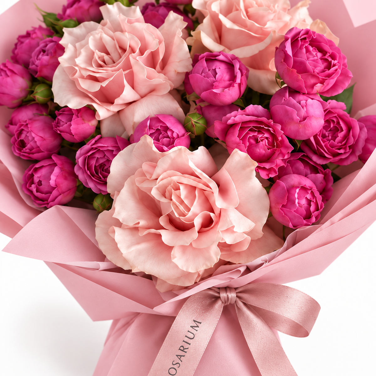 French Ruffle, peony-style spray roses and French roses, floral detail