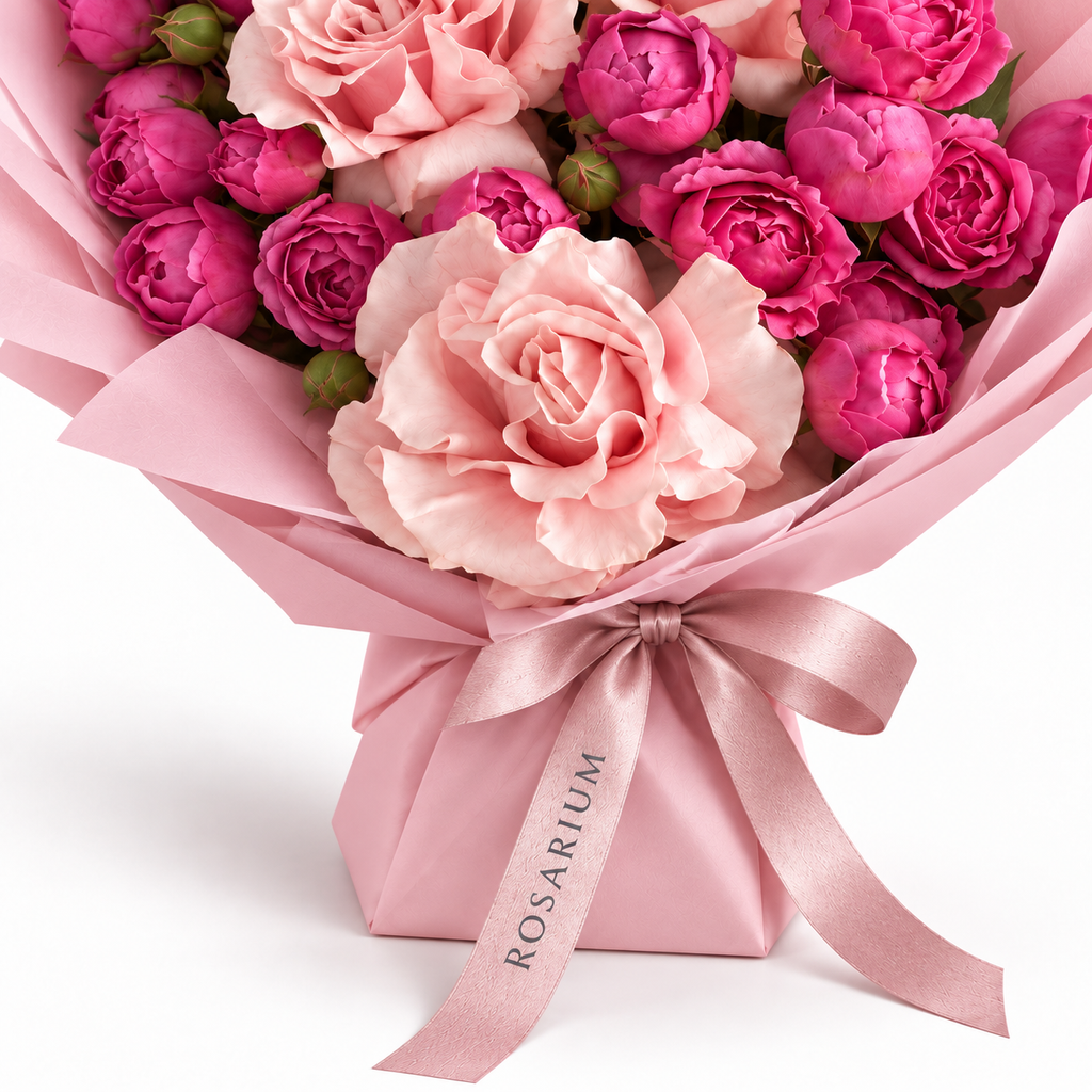 French Ruffle, peony-style spray roses and French roses, packaging detail