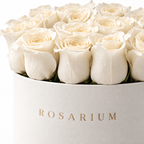 White, Simply floral detail, white roses in an off-white Rosarium box