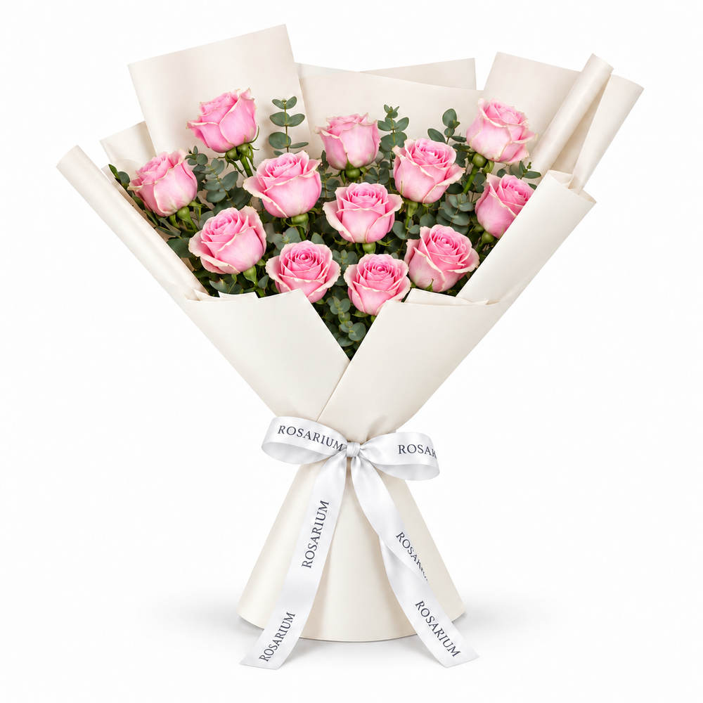 12 Pink Roses